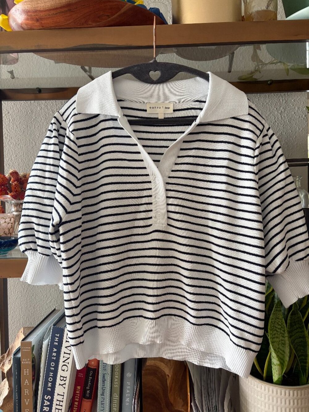 Entro Black and White Striped Top